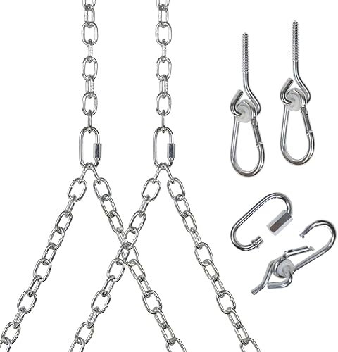 Kit de cadena colgante de columpio para porche de alta resistencia de 700 libras - Color: plata (techo de 8 pies)