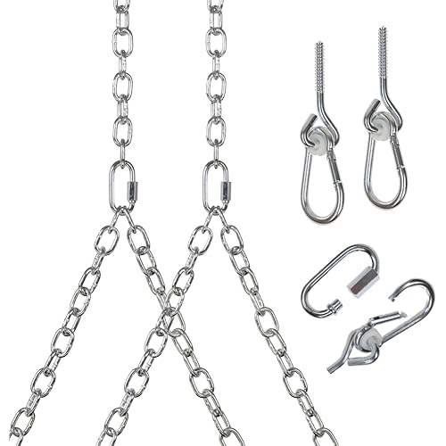 Heavy Duty 700 Lb Porch Swing Hanging Chain Kit - Color: Silver (8 Foot Ceiling)