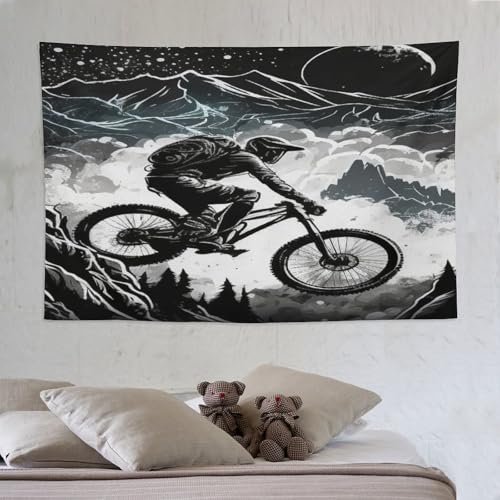 Tapisserie vélo de montagne PAZZK 150x230 cm pour décoration murale de salon