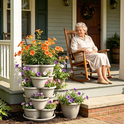 Pot de fleurs vertical empilable avec drainage optimisé pour légumes et fleurs - 3