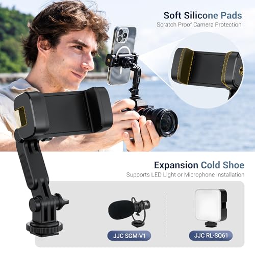 Image of JJC Camera Phone Holder Phone Tripod Mount Adapter for iPhone Smartphone | Cold Shoe Mount for DSLR DJI Osmo Action Osmo 360, Insta360 Ace Pro, GoPro Hero Camera Photography Accessories