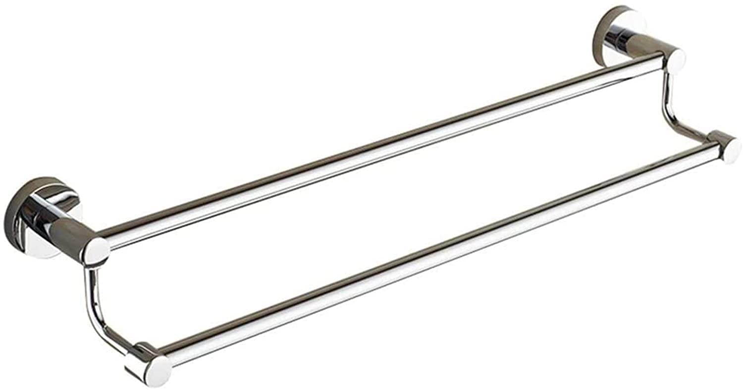 Design élégant argenté pour ce porte-serviettes double inox