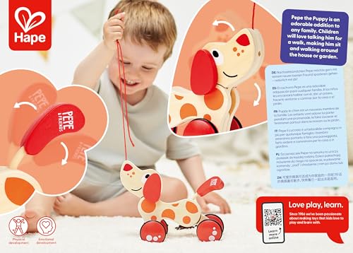 Hape Nachziehhund „Pepe“ – Holz Nachziehspielzeug, Lauflern-Begleiter zur Förderung von Motorik und Selbstvertrauen, ab 12 Monaten