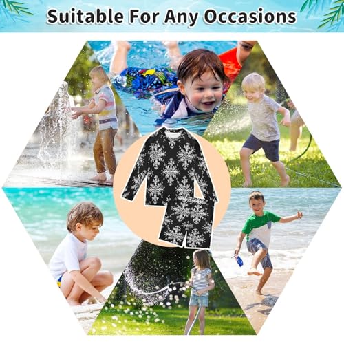 Snow Pattern Boys Swimsuit Rash Guard Toddler Kids Long Sleeve Swim Shirt and Trunks Swimwear Set 3-10Y4
