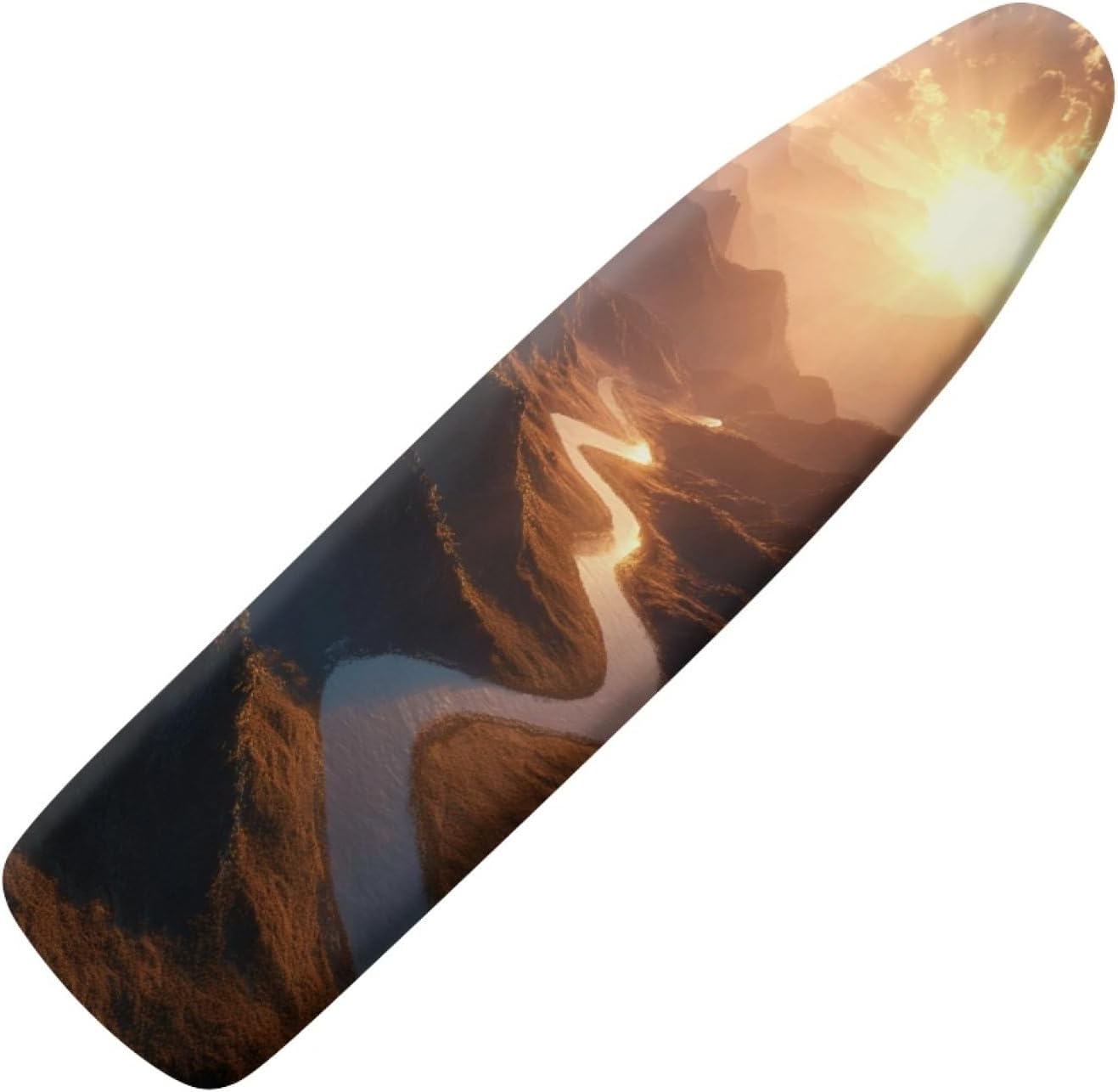 Ironing Board Cover 14x48 Brown Gold Landscape Iron Board Cover with Padding Heat Reflective,Scorch Resistant Thick Padding,Snug Fit Non-Slip Nose Pocket Fastener Straps Elastic Edges