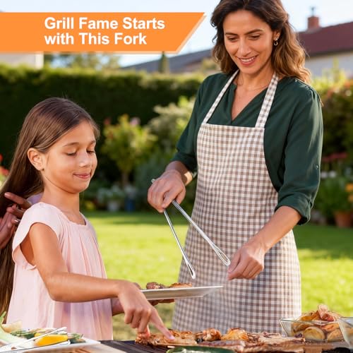 GZqiancang 2 Set Fleischgabel,Edelstahl Grillgabel,Spülmaschinenfestes Edelstahl Grillzange für Grill KüChe Truthahn Braten Abendessen (Silber)