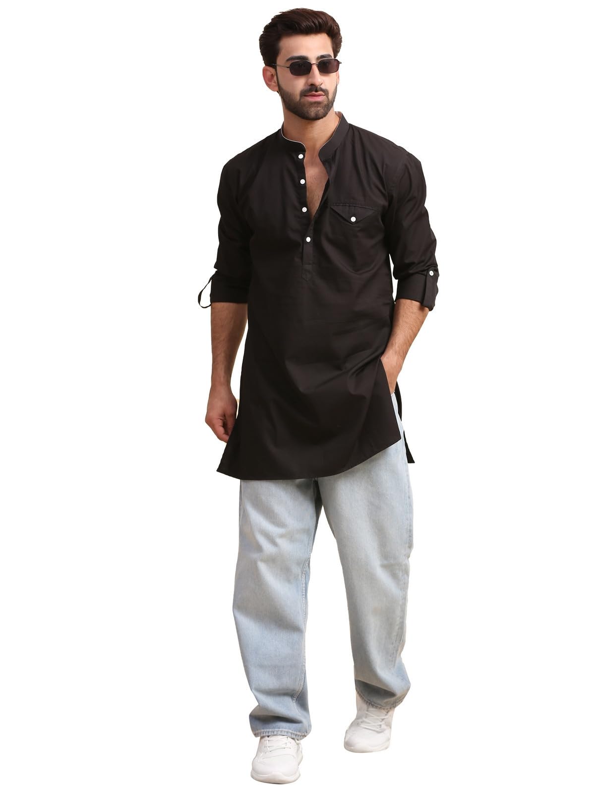 midav Mens Cotton Poplin Kurta for Festivals & Events | Solid Plain Weave Full Sleeves Mandarin Collar Kurta |Classic Design, Premium Comfort, and Versatile Style |IFK087-A_P-picture-1