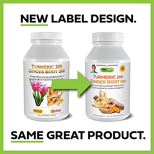 Andrew Lessman Turmeric 200 Ginger Root 200 - 240 Capsules – Naturally Soothe The Joints And Digestive Systems. Two Pure Extracts. Protective, Anti-Aging, Anti-Oxidant Properties. No Additives #TOP1