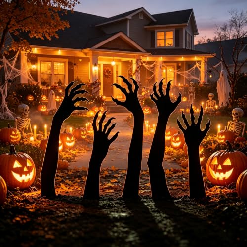 Gzopjccd Halloween Black Ghost Hand Yard Signs, Waterproof Plastic Zombie Monster Claw Lawn Signs for Outdoor Halloween Garden Haunted House Decor - image 7