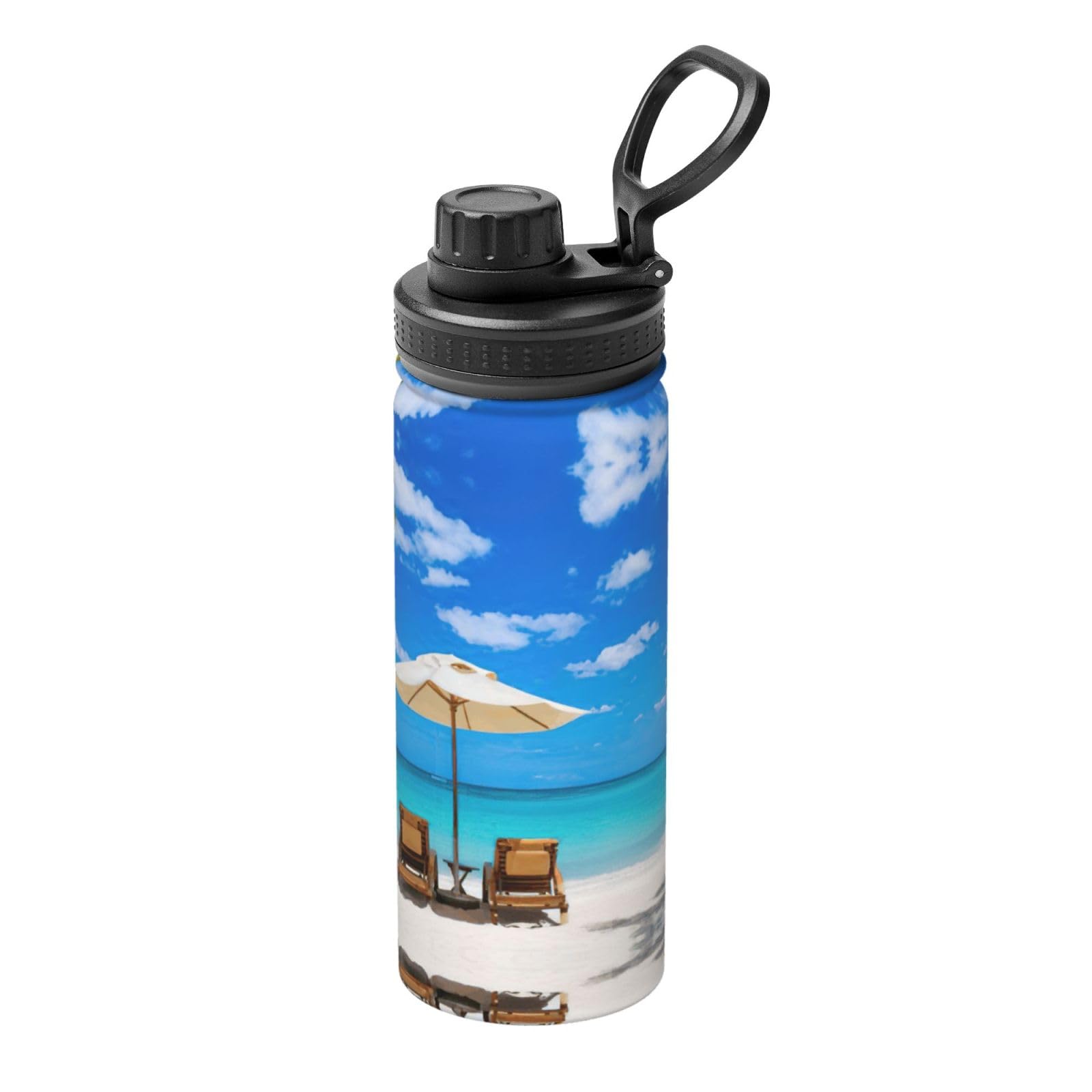 Kfjghhl Insulated Stainless Beach Palm Tree Steel Water Bottle For Sport Gym Travel Leak Camping Hiking Hydration