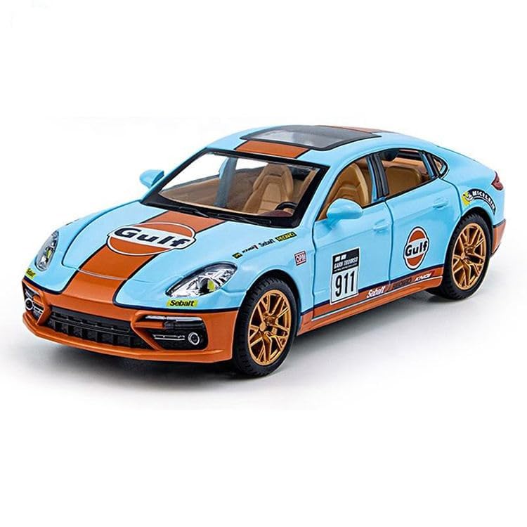 Image of Compatible for 1:24 Porsche Panamera Toy Car Model, Diecast Collectible Pull Back Model Car with Sound and Light, Toy Gift Vehicles for Adults Kids Boys Girls (1:24 Porsche Panamera-Blue Color)