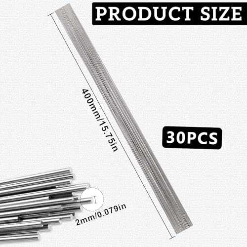 Federstahldraht Draht zum Basteln Edelstahldraht 30 Stück Federstahl Gerade 2 mm Federdraht Edelstahl-Federdraht 400 mm Vollschaftstäbe Edelstahl Draht Metallstab Hartdraht (2mm x 400mm)