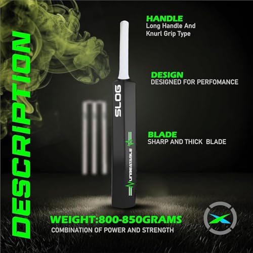 Image of Jaspo Slog Plastic Cricket Kit | 34 Inch Bat Specially Designed for Tennis Ball & Wind Ball | Durable Cricket Set for Kids, Beginners & Casual Play | (Slog Bat with 1pc Ball)