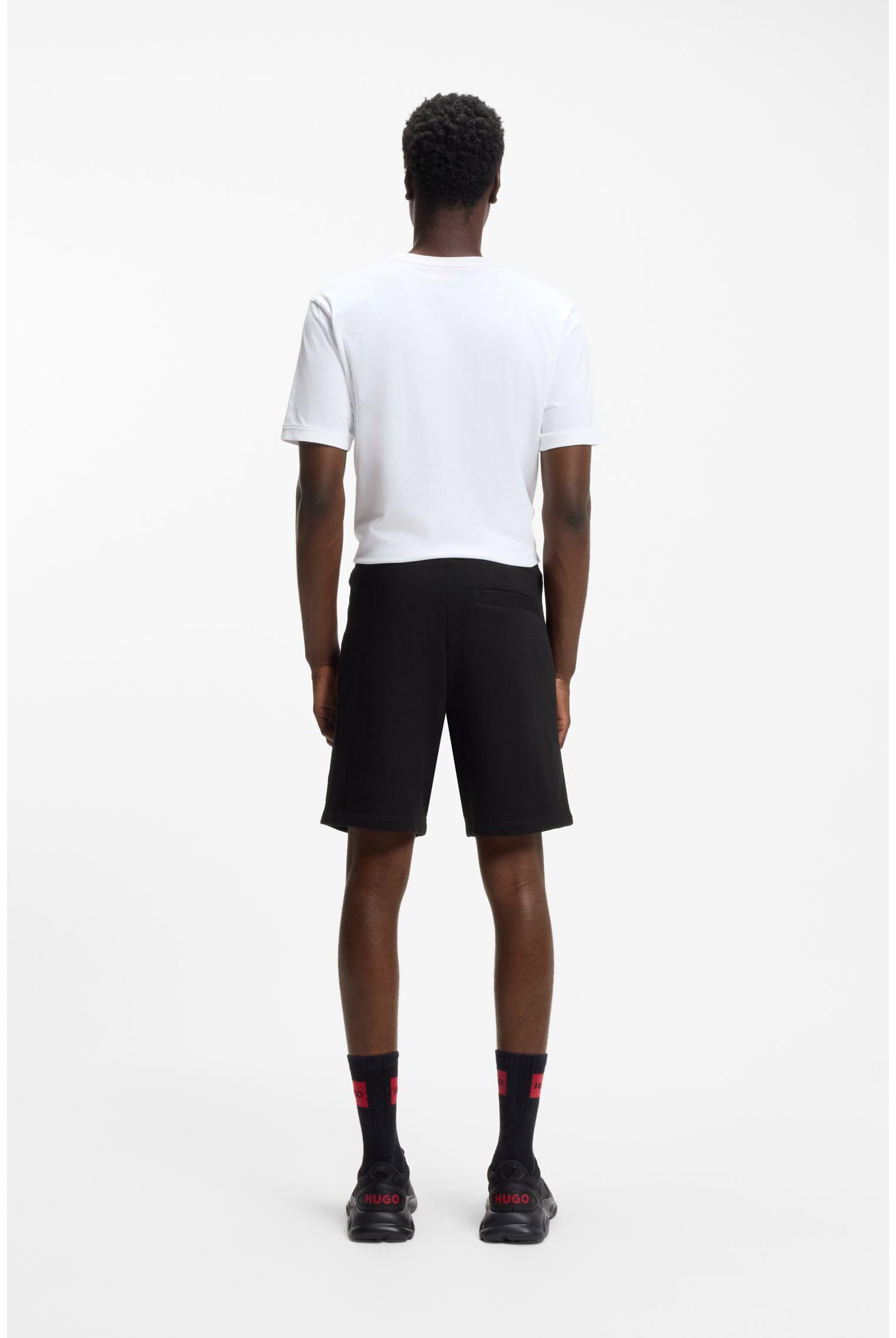 HUGO Herren Diz222 Shorts aus Baumwoll-Terry mit rotem Logo-Label