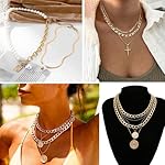 KISS WIFE Gold Plated Jewelry Set for Women with Multi Layered Necklaces, Stackable Bracelets, Knuckle Rings, Hoop Earrings Sets, Fashion Outfit Accessories Jewelry Packs, Gifts for Women - Image 2