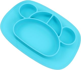 ibasenice Prato De Jantar Descanso De Utensílio De Silicone Pratos De Jantar Azuis Talheres Para Crianças Tigela Para Crianças Pratos Para Bebês Tigela Dividida Em Gel De Sílica Azul Bebê