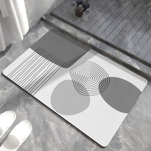 Tapis de bain diatomite 50x80 cm gris clair absorbant et antidérapant