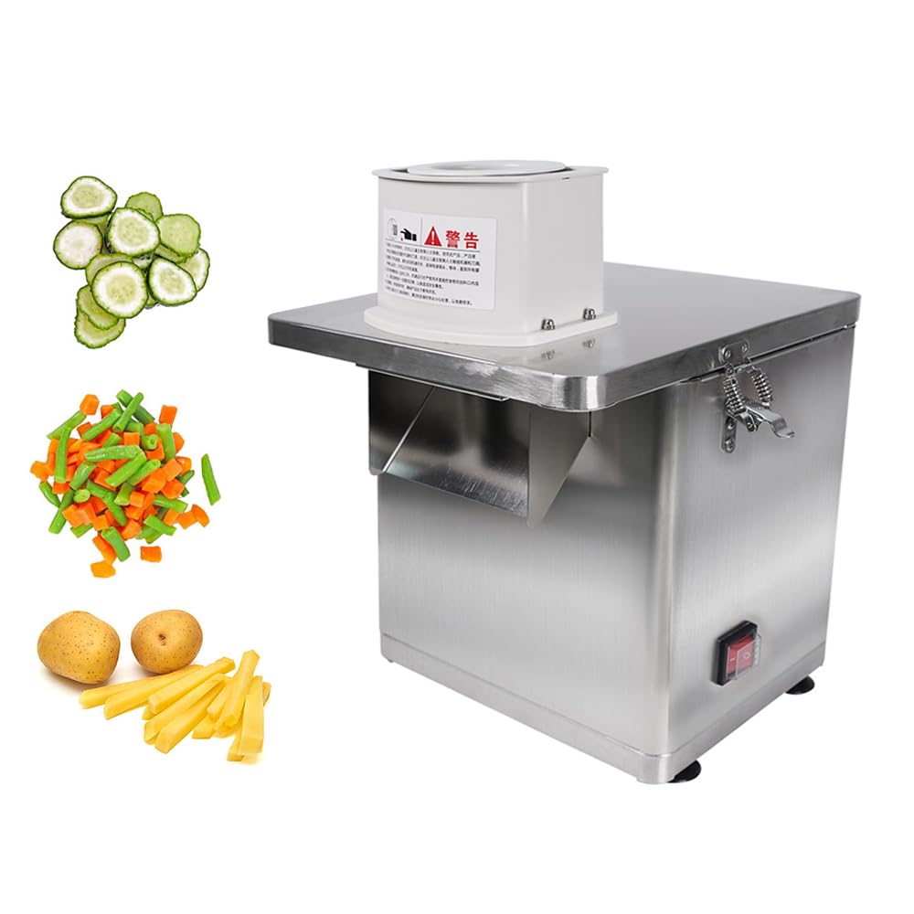 Commercial Vegetable Fruit Dicer - Potato Cutter - Food Slicer, Include 6 Blades, Three-Function Dicing, Slicing, Cutting to Strips, 12.5 x 9.4 cm Inlet