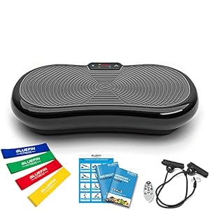 Bluefin Fitness Ultra Slim and Premium 3D Power Vibration Plate – Innovational Vibro Shaper 5 Programs + 180 Levels – Noiseless Home Fitness Bluetooth Speakers Easy Storage Sleek & Compact Design
