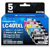 ALLWORK LC401XL LC401 MFC-J1010DW Ink Cartridges for Brother Printer LC 401XL Ink Cartridge Compatible for Brother MFC J1010DW MFC-J1170DW MFC-J1800DW MFC-J1012DW Series Printer (5 Packs) High Yield