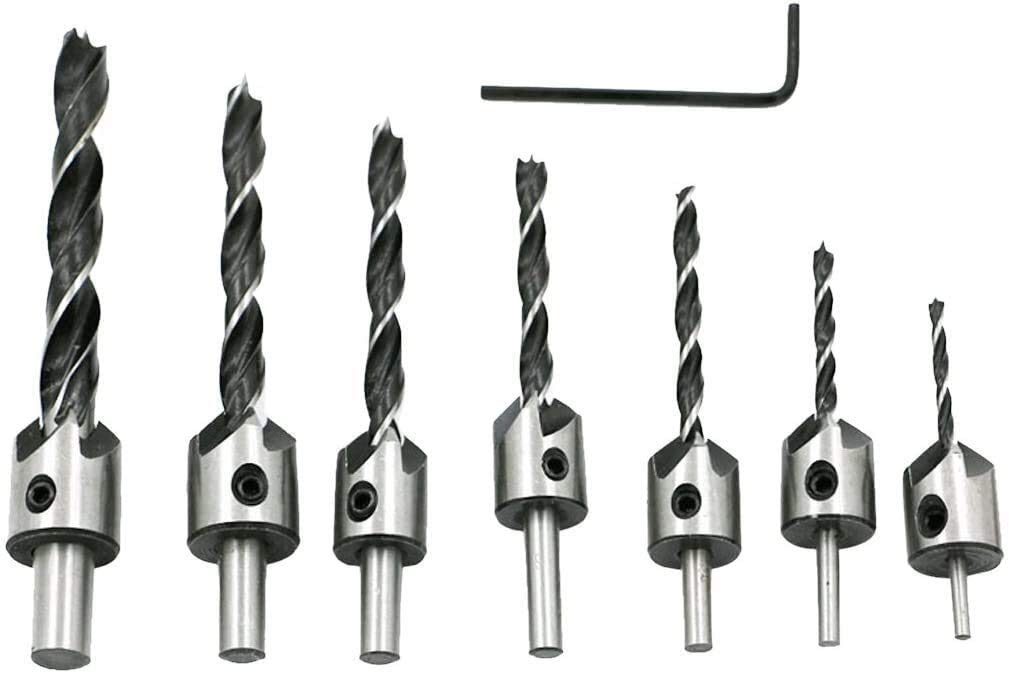 Cute critters Carbon Steel Steel 3-Point Round Woodworking Counterbore Drill, Reaming Drill, Screw Bit Set - 7 Pieces