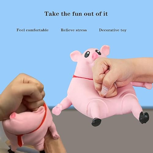 Miniatura 4 de Squishy Toys - Juguete de cerdo rosa para niños y adultos, juguete novedoso para aliviar el estrés y la ansiedad (grande)