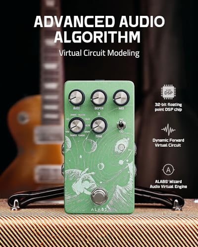 Image of ALABS NOVADRIFT Modulation Pedals for Electric Guitar,Vibe Chorus Phaser Rotary Flanger Tremolo Ring,Analog Dry Through,Tap Tempo,True Bypass