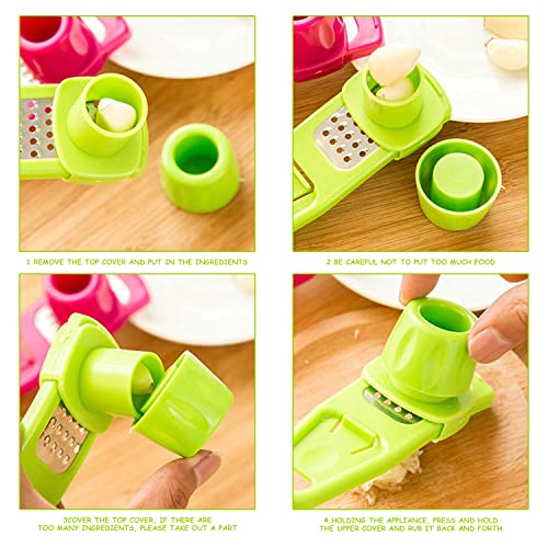 Kitchen Artifact Garlic Mill With Silicone Peeler, Cleaning Brush, Press, Cutter, Chopper - Stainless Steel - Image 4