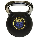 VTX by Troy Barbell CKB-045 Rubber Encased Kettle Bell with Steel Chrome Handle, 45...