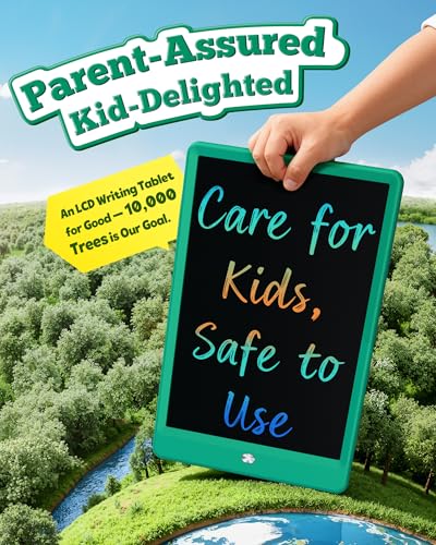 Image of Bravokids 10 Inch LCD Writing Tablet for 3-8 Year Olds - Electronic Drawing Pad and Doodle Board as Educational Birthday Gifts for Girls and Boys (Dark Green)