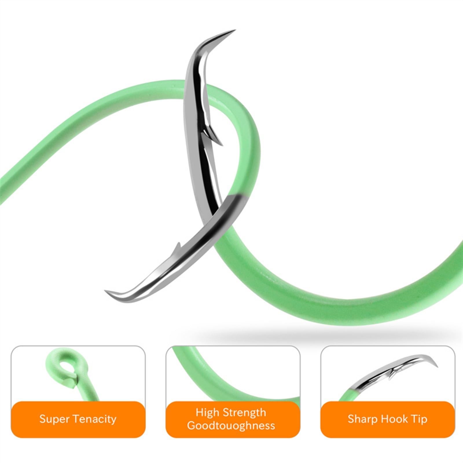 Kit di attrezzatura da pesca ami da pesca gancio da pesca circolare luminoso offset sinistro 10 misure 4-10 pezzi confezione da 4-10 pezzi amo da pesca pesca notturna ami da pesca ganci per