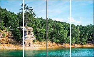 Pictured Rocks 4 Piece Canvas Wall Art. Lake Superior Michigan Photography Print.