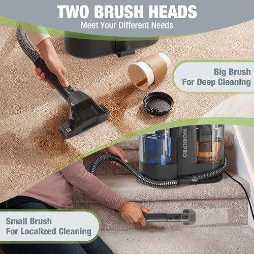 WORKPRO Spot Cleaner Carpet Machine, Portable and Compact 450W Upholstery Cleaner, Hand Held Carpet Washer, Stain Remover for Carpets, Stairs, Car Interiors - Image 4