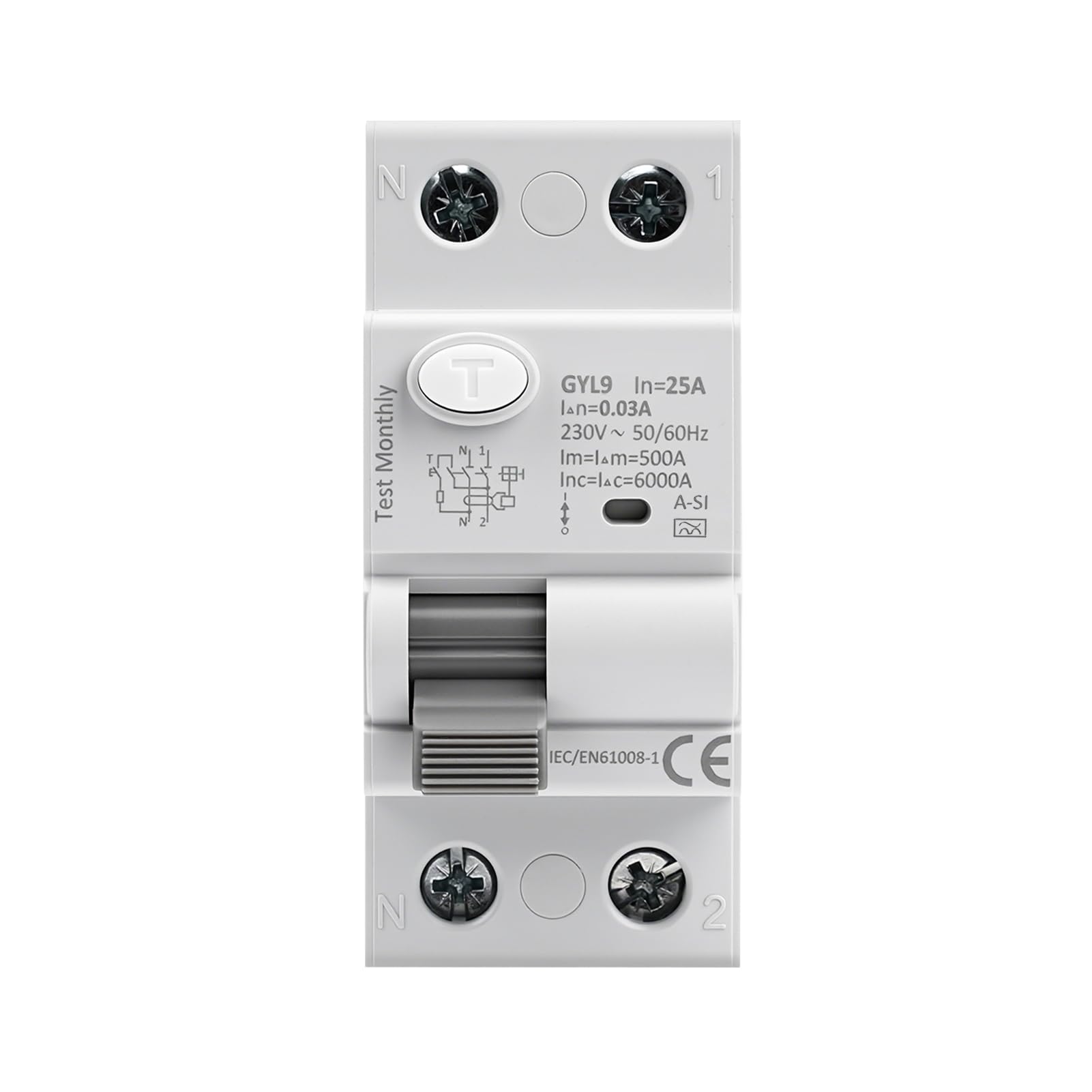 Disjoncteur différentiel 30mA 25A 2 pôles Type A-SI | électromagnétique super immunisé 2P 6kA RCCB AC230V interrupteur différentiel avec protection contre les fuites électriques