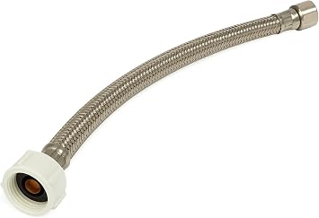 Toilet Connector - Braided Stainless Steel Toilet Hose with 1/2 inch FIP x 7/8 Female Ballcock Thread - Water Supply Line - Easy Installation 12 Inch Long