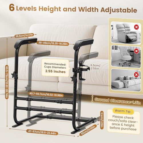 Couch Stand Assist with Soft & Wide Handle and Cup Holder, Height and Width Adjustable Chair Assist for Elderly Chair Sofa Lift Assis Devices for Seniors, Patients and Disabilities, Loading 450 lbs - Thumbnail 2