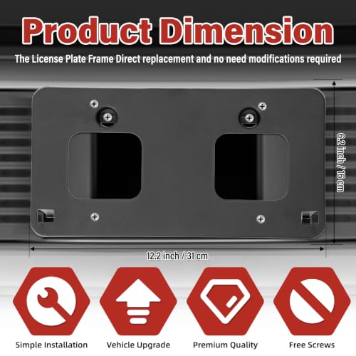 Image of License Plate Bracket Accessories for Chevrolet Chevy Malibu 2016 2017 2018 (submodel: Hybrid, L, LS, LT, Premier), Front Bumper License Plate Holder Replacement Frame Black Mount