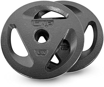 CAP Barbell Olympic Grip Weight Plates 50 Lbs Set, 25 Lbs Each, Olympic Plate Sets, Olympic Plate Weights (Bundle 1)