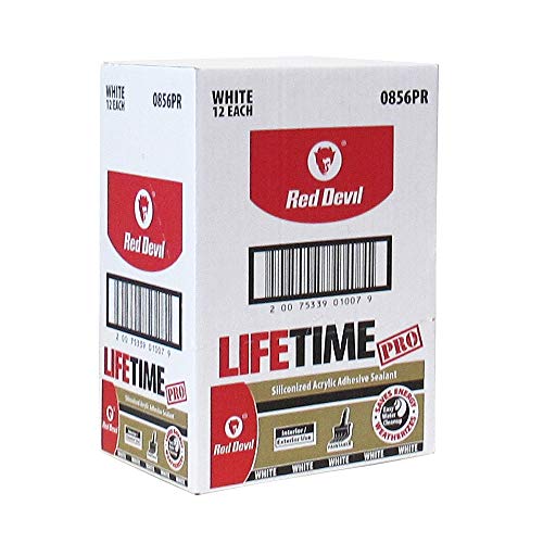 Image of Red Devil 0856PR12 Lifetime Window, Door & Trim Advanced Sealant Plus Silicone, 10.1 oz., White, Case of 12