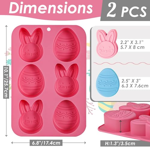 Kamehame Easter Egg Bunny Chocolate Molds, 2 Packs Easter Muffin Molds Bunny Egg Shaped Non-stick Silicone Easter Molds for DIY Chocolate Candy Muffin Handmade Soap by Kamehame - Image 2