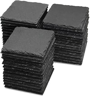 45 Pack 4 x 4 Inch Slate Coasters, Slate Coasters Bulk for Engraving Black Slate Coasters Slate Coaster Blank Slate Coasters Bulk Slate Coasters, Set of 45
