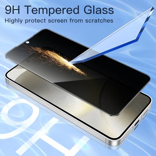 Image of JETech Privacy Screen Protector Guard for Samsung Galaxy S24 Plus, 2-Pack | Anti-Spy Privacy Protection, Tempered Glass, Fingerprint ID Compatible