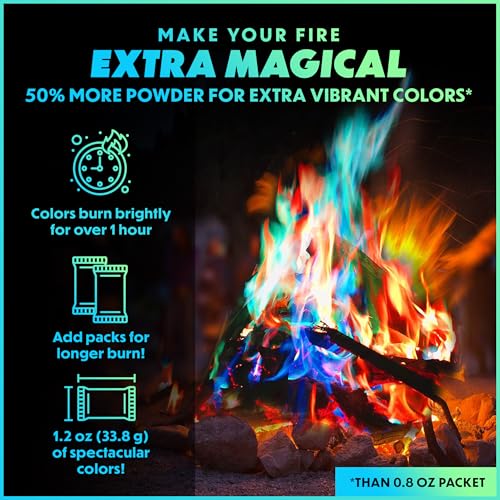 Magical Flames Fire Color Changing Packets - Fire Pit Accessories for Outside Use - Camping Essentials - 12 Pack - Camper Accessories - Camper Must Haves - Thumbnail 3