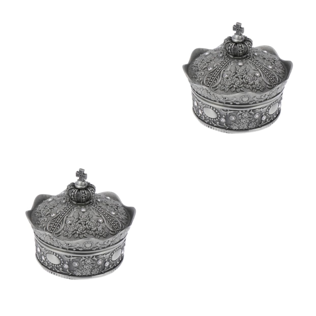 Boîte à bijoux et organiseur de maquillage en alliage sculpté - Lot de 2 pièces