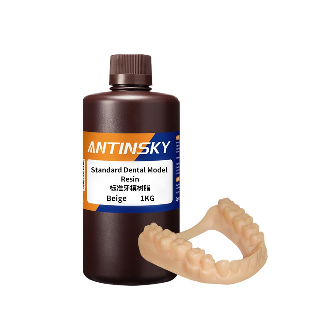 Antinsky Standard Dental Model Resin Dental Model Crown and Bridge Model, Orthodontic Model, Implant Model DLP LCD UV-Curing 405nm 3D Resin Printer 100°C Heat Resistance High Precision Beige 1kg