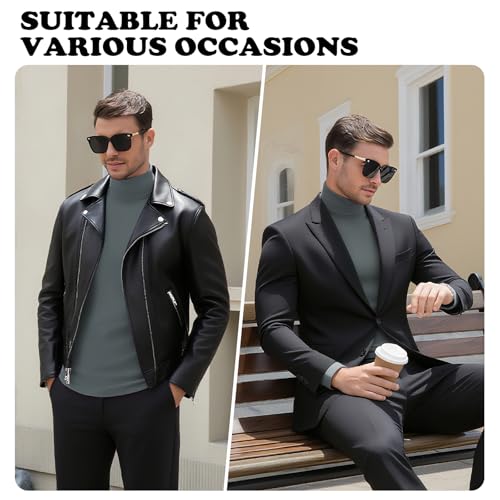 Image of Men's Turtleneck Casual Basic High Neck Long Sleeve T Shirts Half Neck Lightweight Pullover Sweater