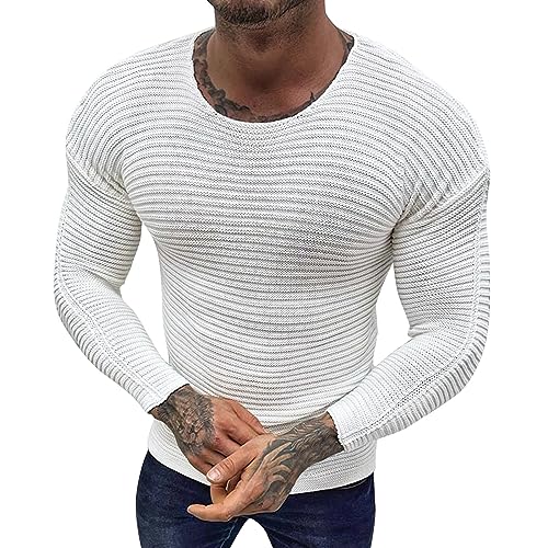 Men's Crew Neck Sweater Knitted Woolen Wool Long Sleeve Solid Color Top Sweater Men's Crew Neck Sweater