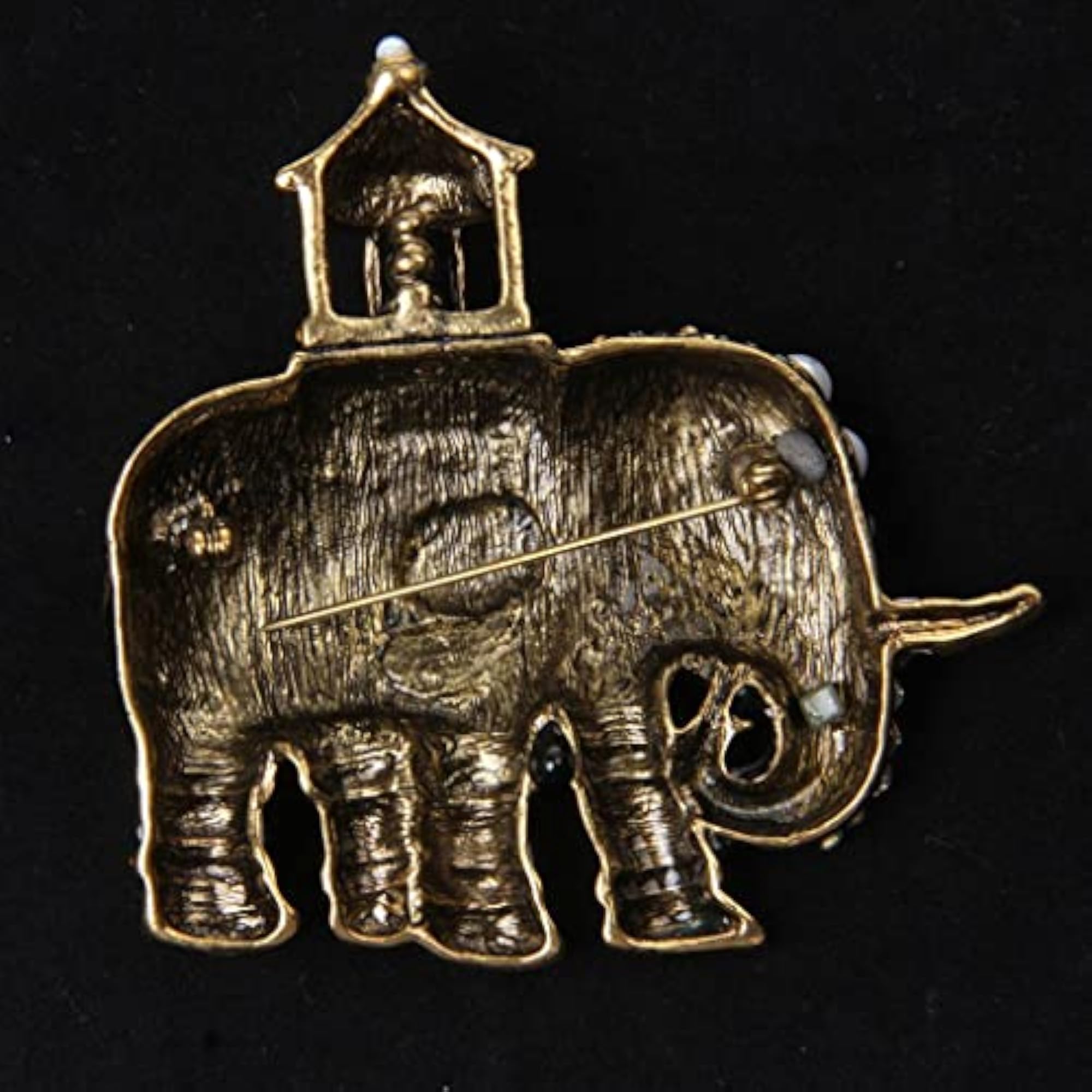 Retro Crystal Rhinestone Indian Elephant Collar Brooch Pin