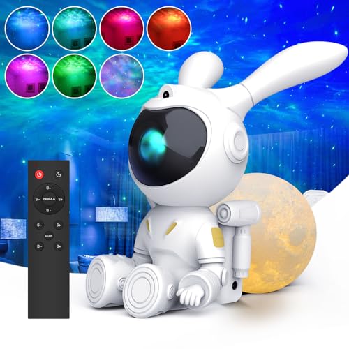 ウサギ led星空 スタープロジェクターライト ベッドサイドランプ 星空投影ランプ プラネタリウム 7種類点灯モード タイマー機能付き 星空ライト 360°回転磁気ヘッド USB給電 リモコン付き 雰囲気作りライト 星雲銀河ナイト 家庭用 子供、赤ちゃん