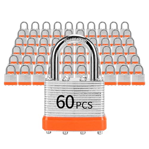 Image of Padlocks with Same Key, LQYN 60 Pcs Laminated Keyed Padlock (1-9 /16 inch, 40mm), Keyed Alike Locks, Normal Shackle, for Storage Locker, Hasp Latch, Toolbox, Sheds